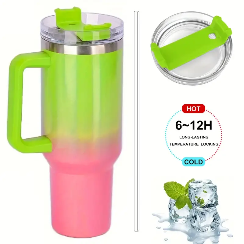 1.2 Litres Rainbow Green-Pink Stanley Cup Insulated Tumbler
