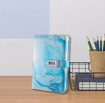 Sky Blue Pu Leather Lock Diary for Teens and Adults