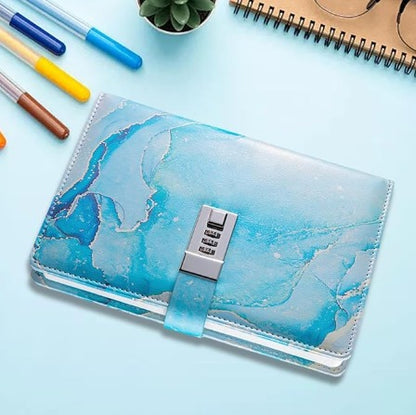 Sky Blue Pu Leather Lock Diary for Teens and Adults