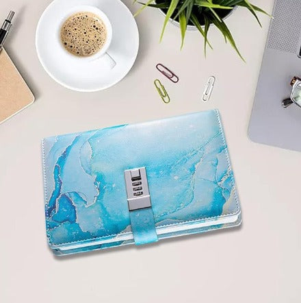 Sky Blue Pu Leather Lock Diary for Teens and Adults