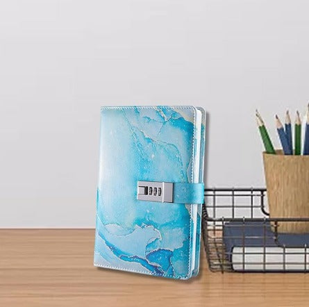 Sky Blue Pu Leather Lock Diary for Teens and Adults