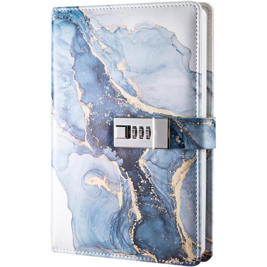 Dark Blue Pu Leather Lock Diary For Travel