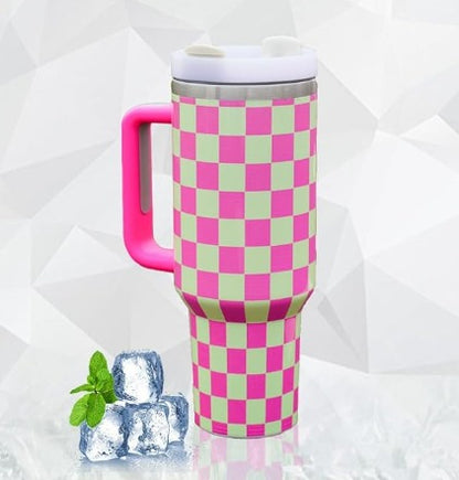 1.2 Litres Green Red Checkered Stanley Cup for Outdoor